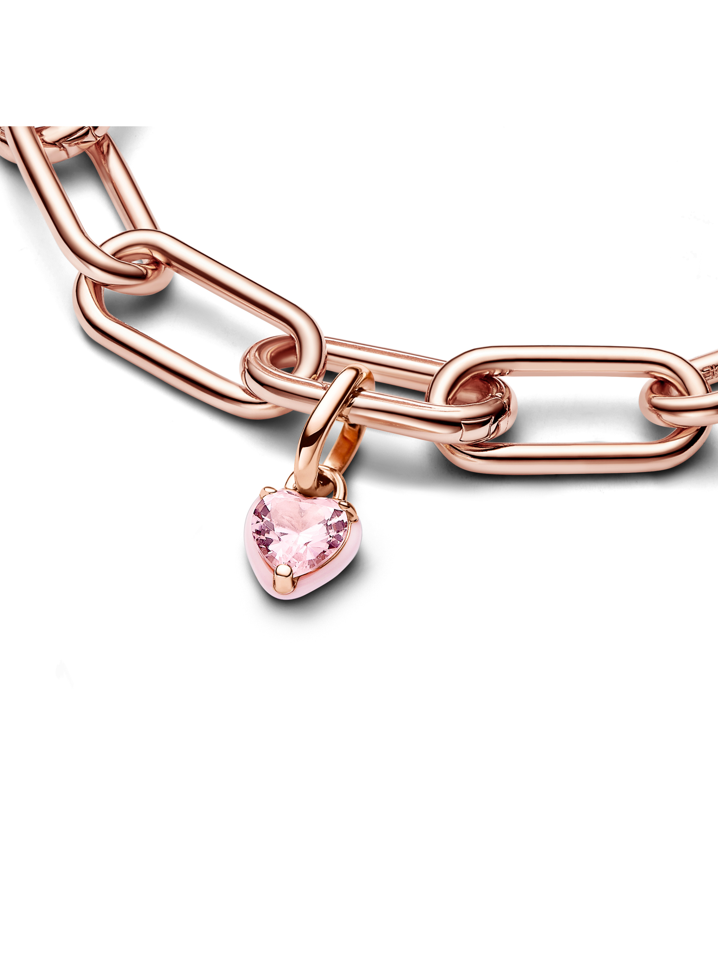 Dije en Rose Corazon de Chakra Rosa Cristal Esmalte Rosa-2