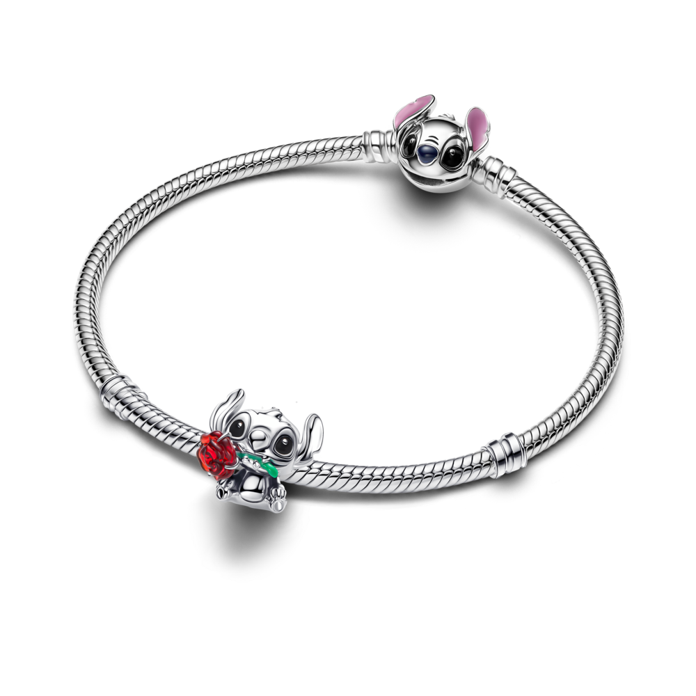 Charm Stitch de Disney en Cristal Murano Rosa-2