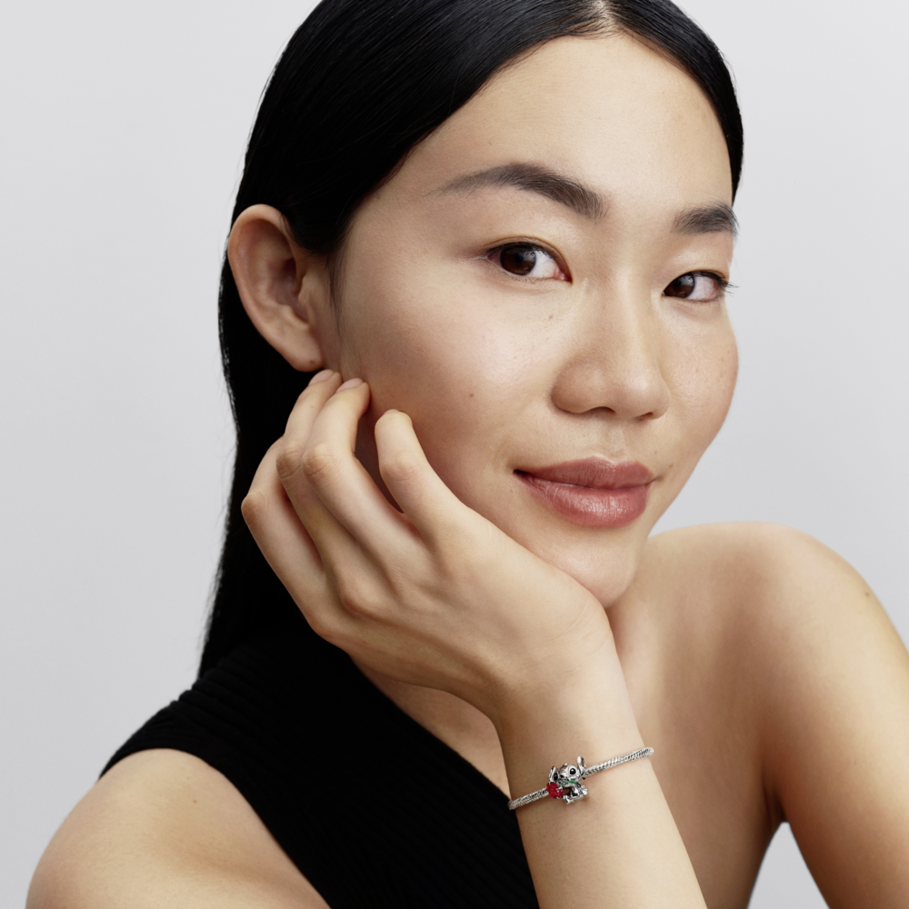 Charm Stitch de Disney en Cristal Murano Rosa-3