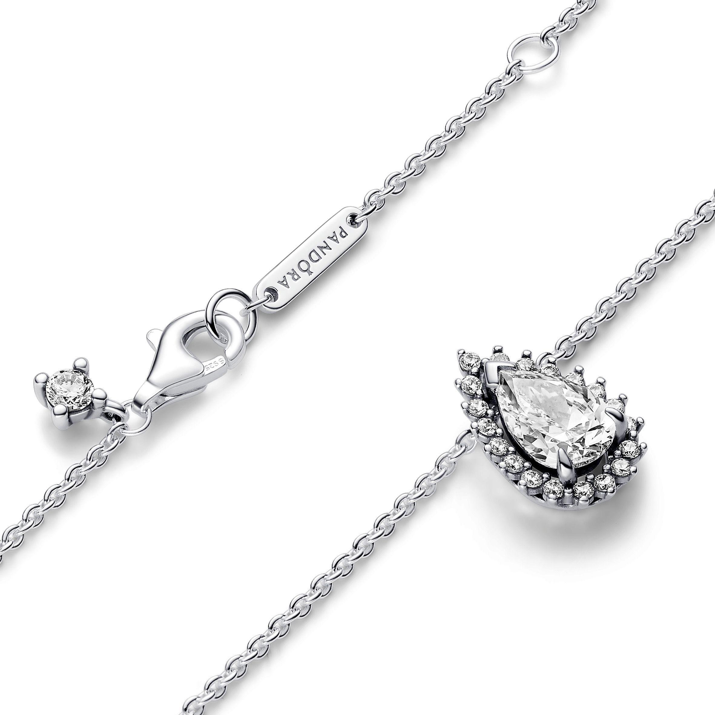 Collar en Plata Halo Brillante Corte Pera-2