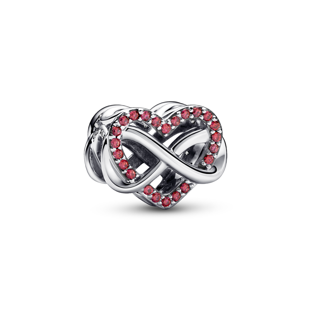 Dije en Plata Corazon Rojo Infinito Circonia Cubica Roja-0