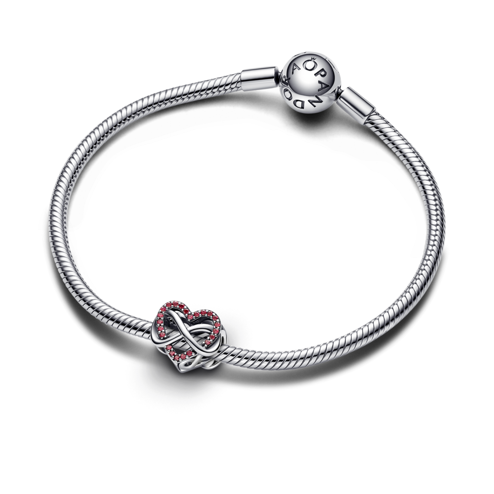 Dije en Plata Corazon Rojo Infinito Circonia Cubica Roja-2