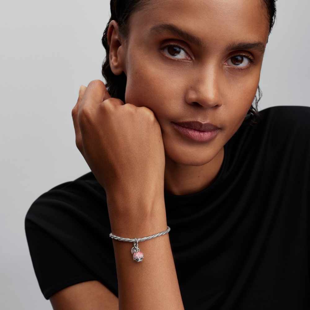 Charm Colgante de Dos Tonos Flor Floreciendo-3