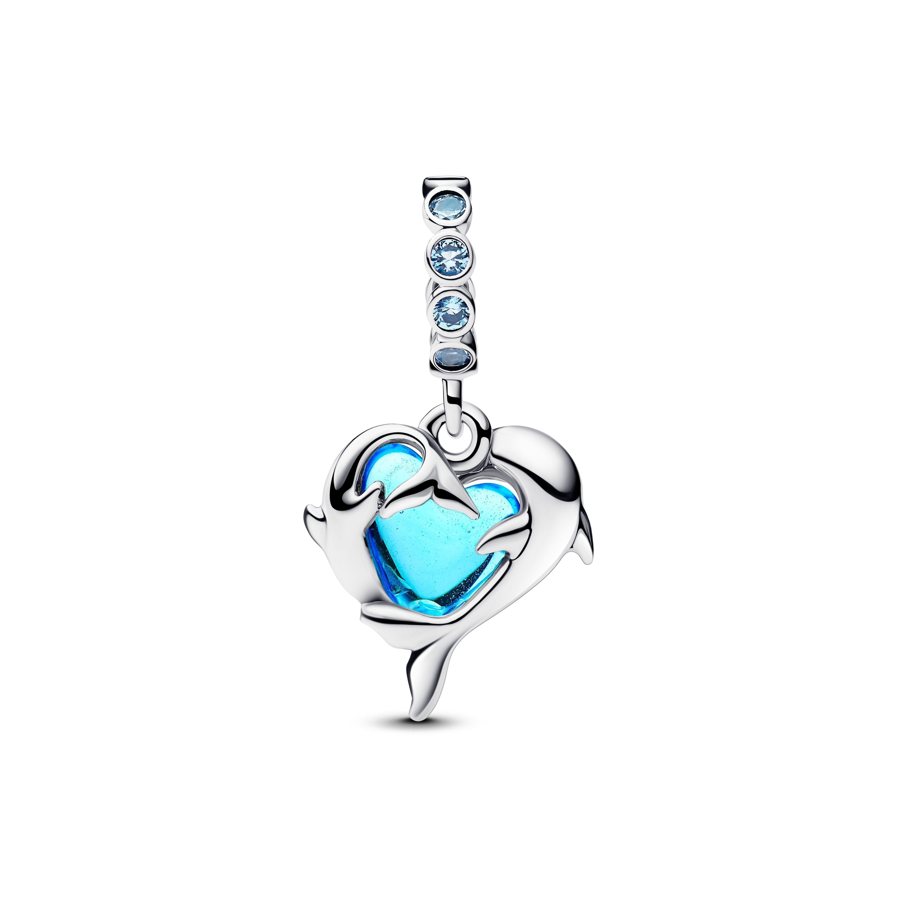 Charm Colgante Delfines de Cristal de Murano Azul-1