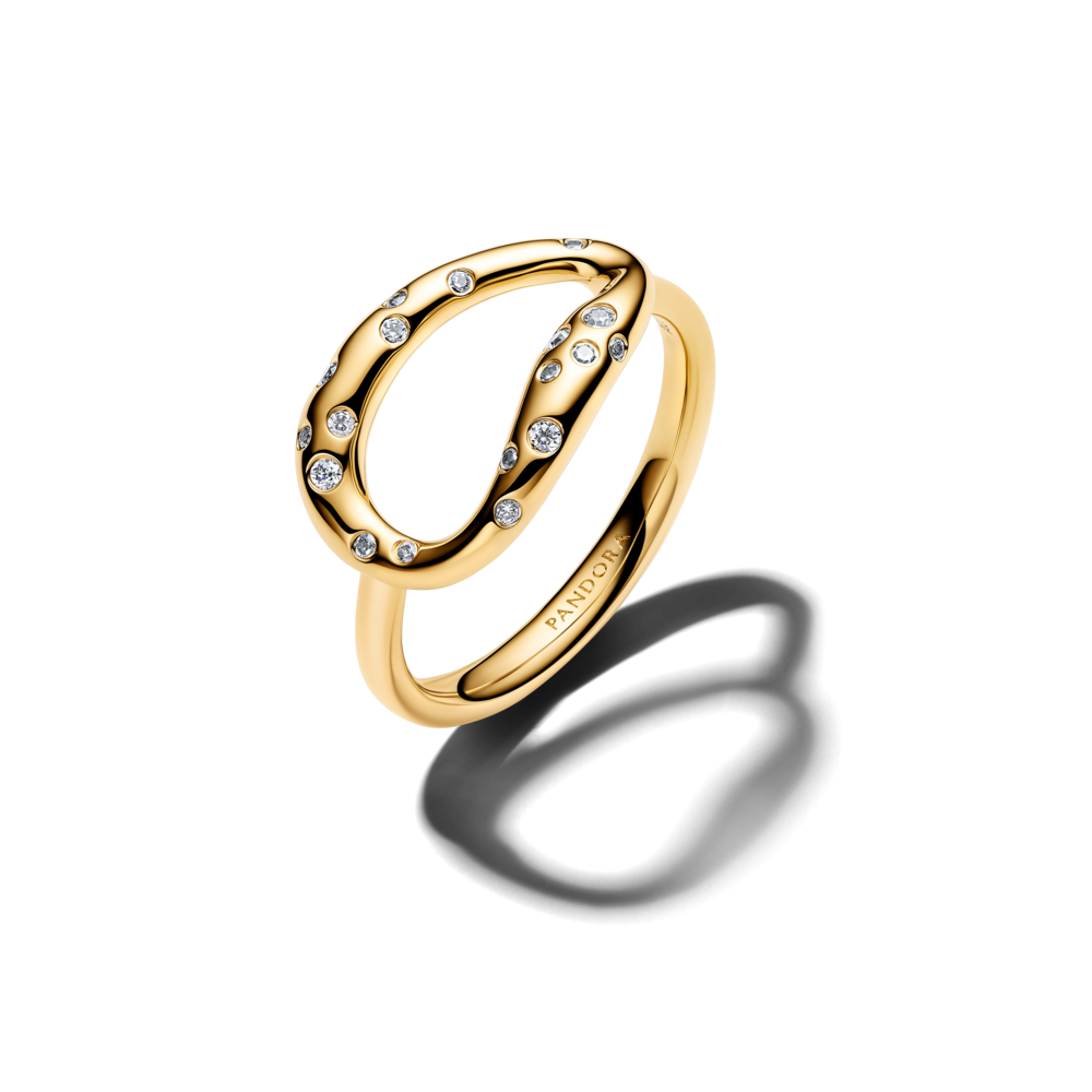 Anillo de Impacto de Forma Orgánica Engastado con Piedras-1