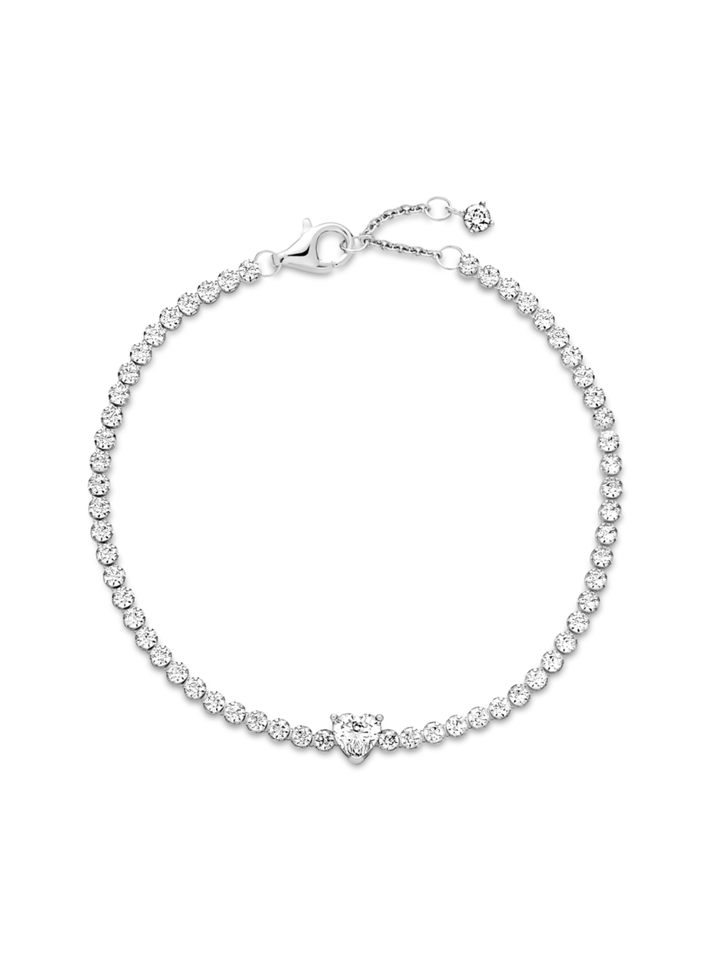 Brazalete Corazón Brillante en Plata-0
