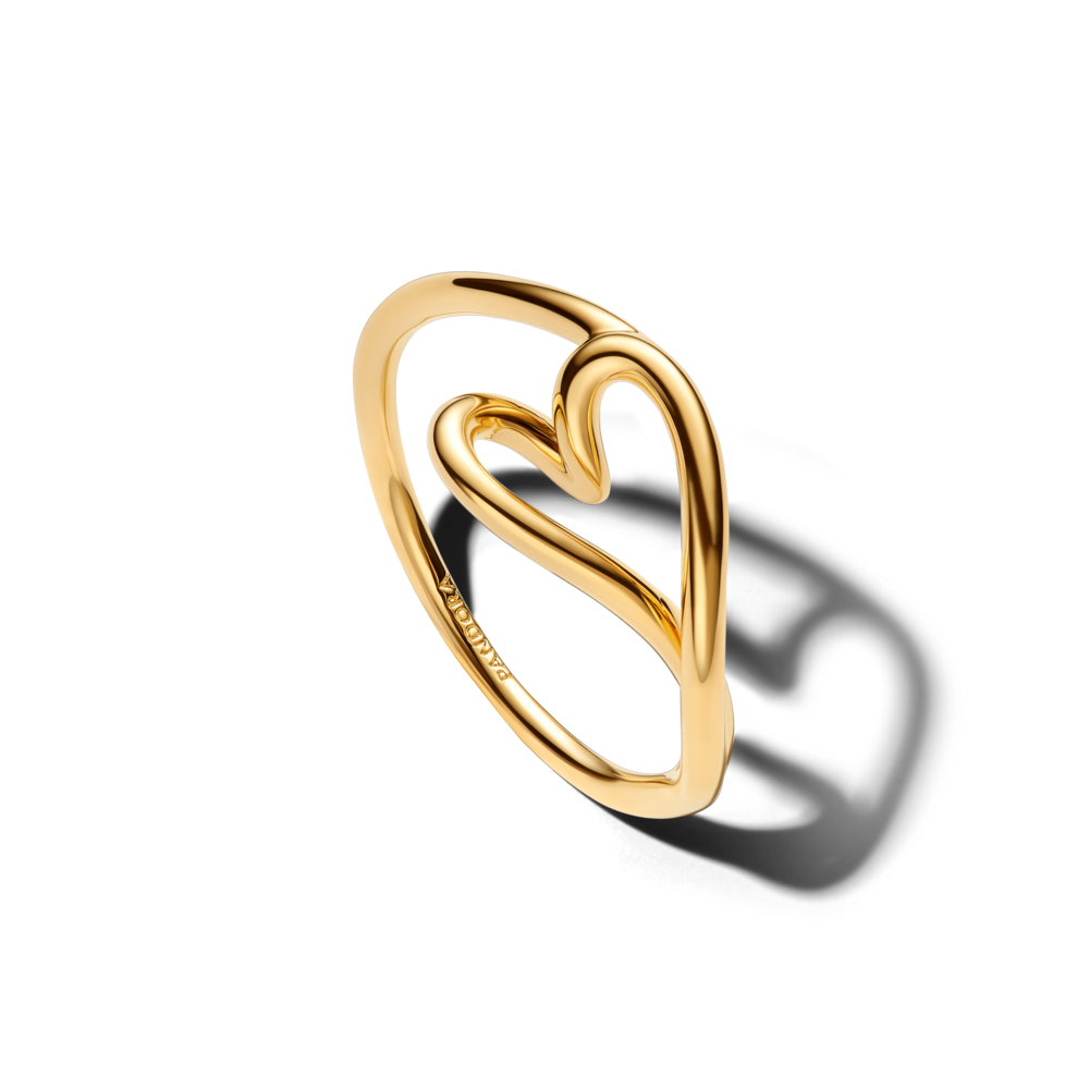Anillo Pequeño Corazón con Forma Orgánica Dorado-0