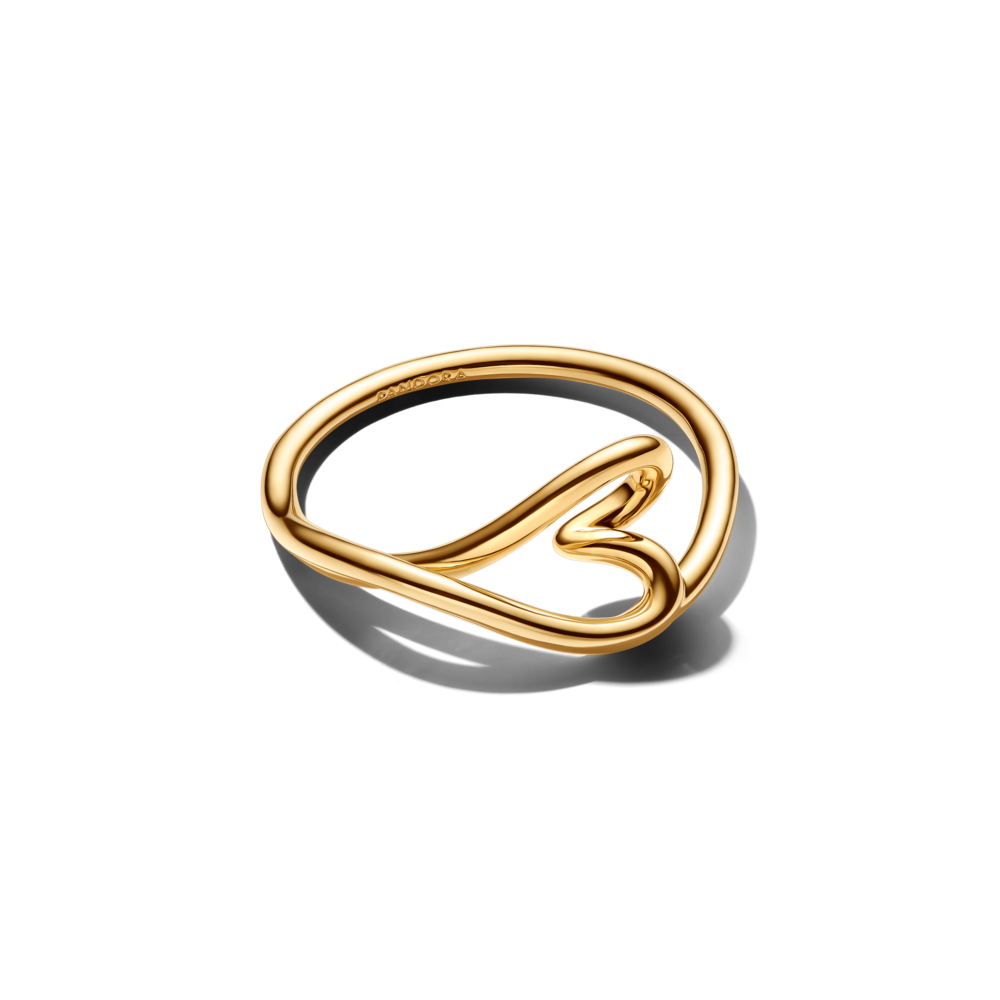Anillo Pequeño Corazón con Forma Orgánica Dorado-1