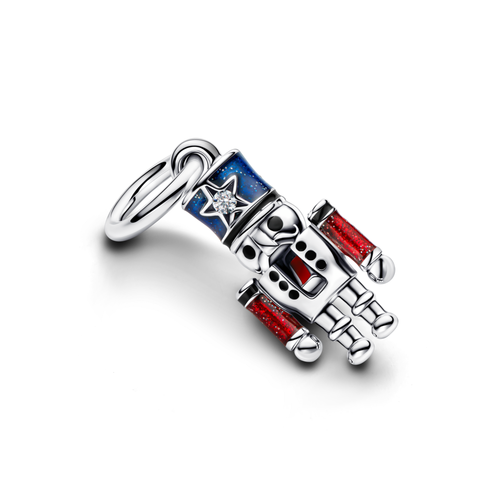 Dije Cascanueces Movible Esmaltes Azul y Rojo en Plata-2