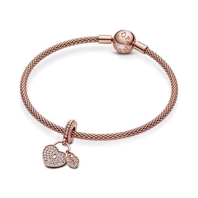 Charm Cadenas de Amor Recubrimiento en Oro Rosa de 14K-0