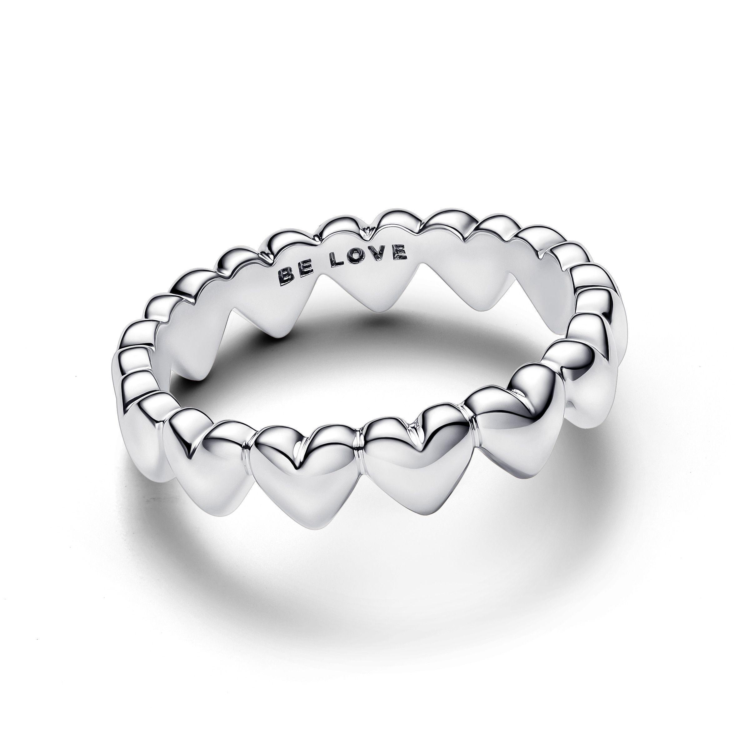 Anillo Pandora en Plata  Fila de Corazones -0