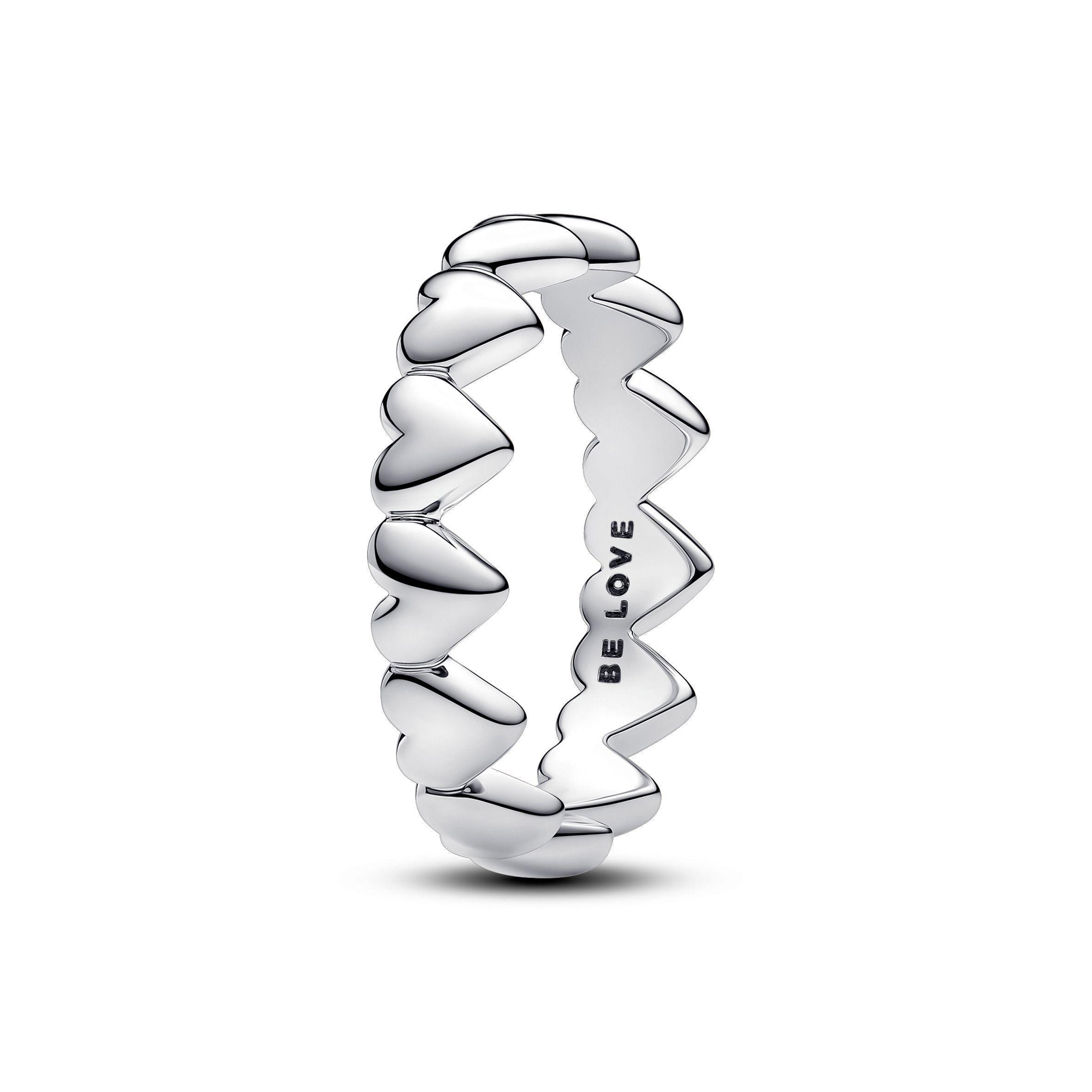 Anillo Pandora en Plata  Fila de Corazones -1