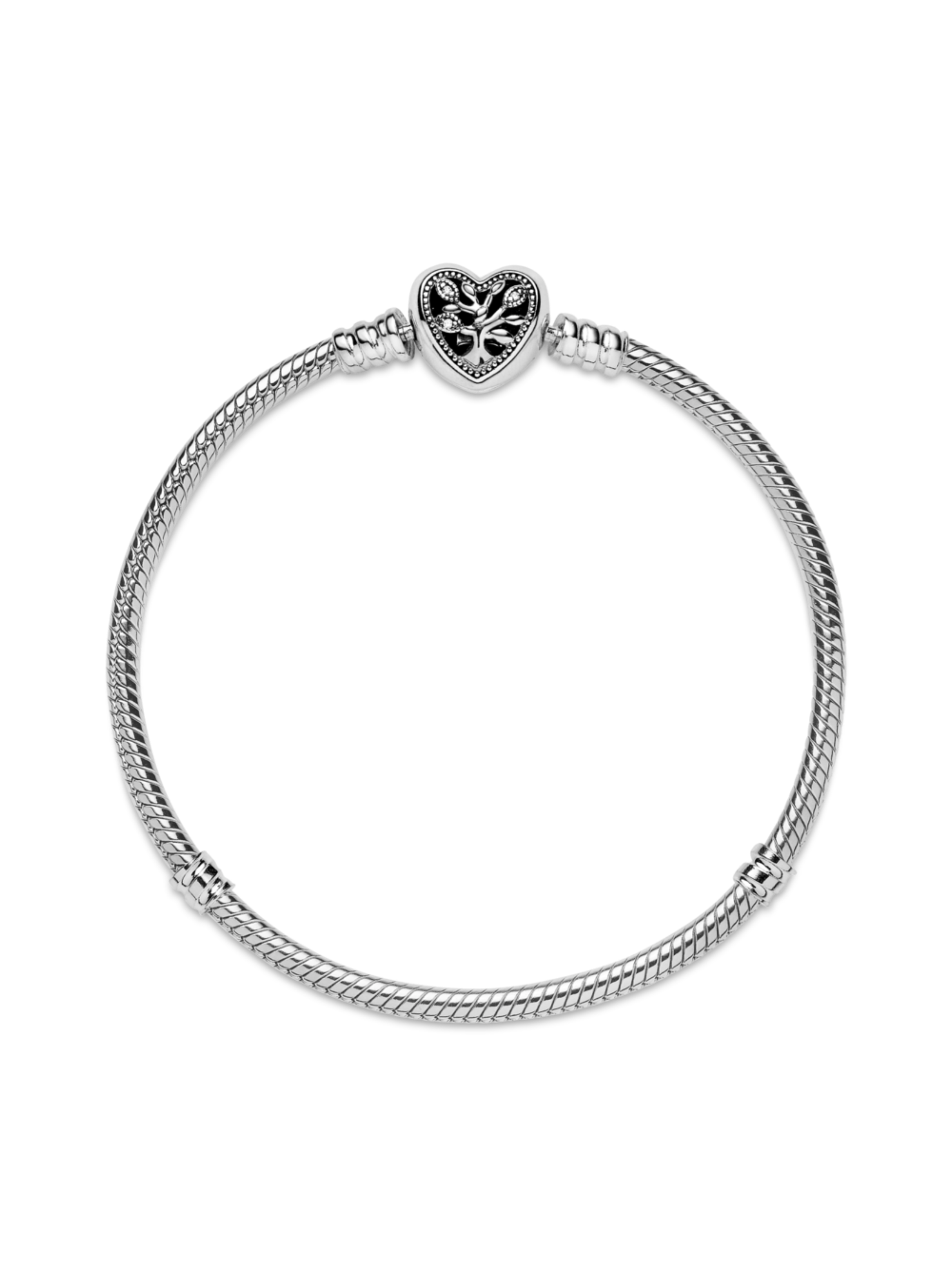 Brazalete en Plata con Cierre de Arbol Familiar en Corazon -0