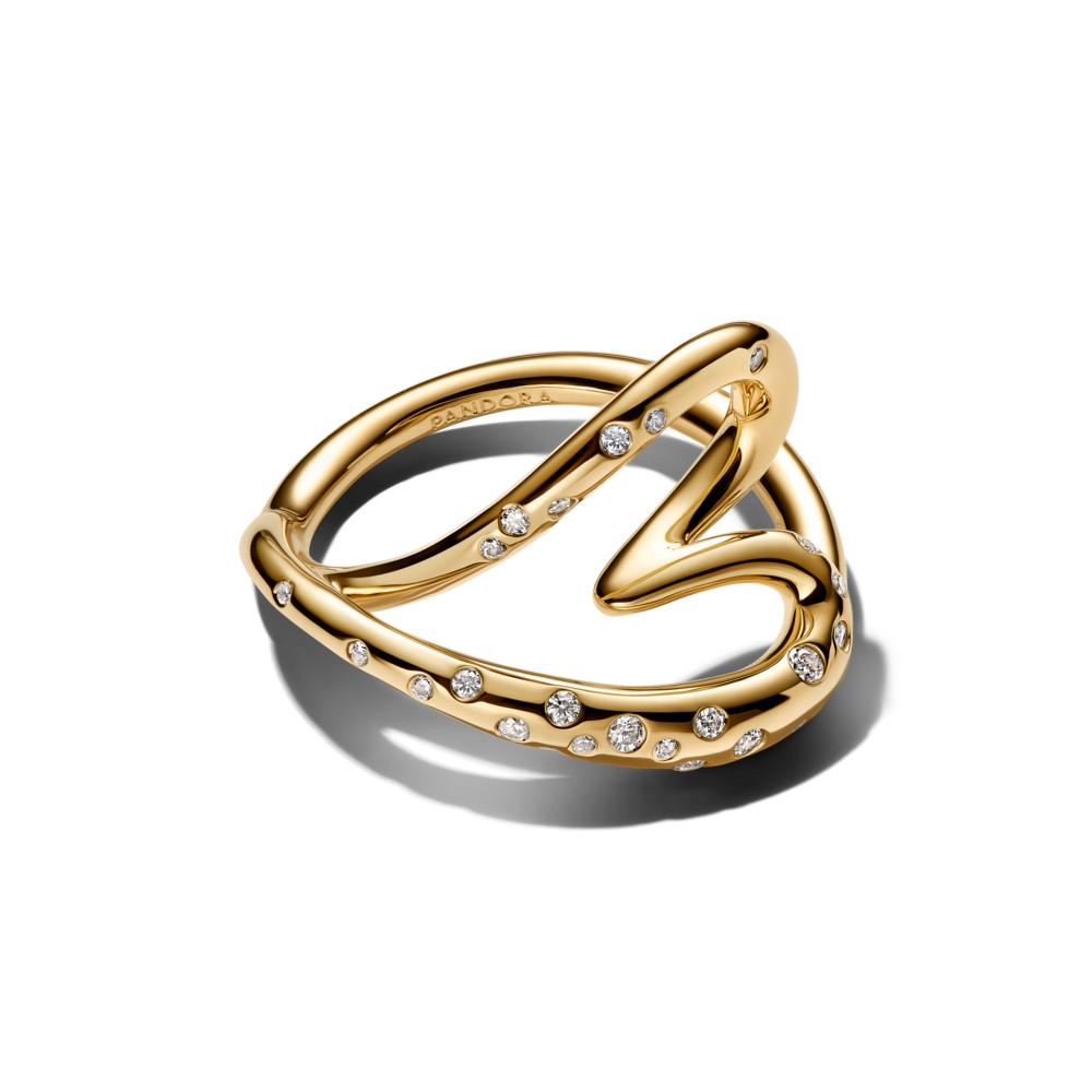 Anillo Corazón con Forma Orgánica Engastado con Piedra-0
