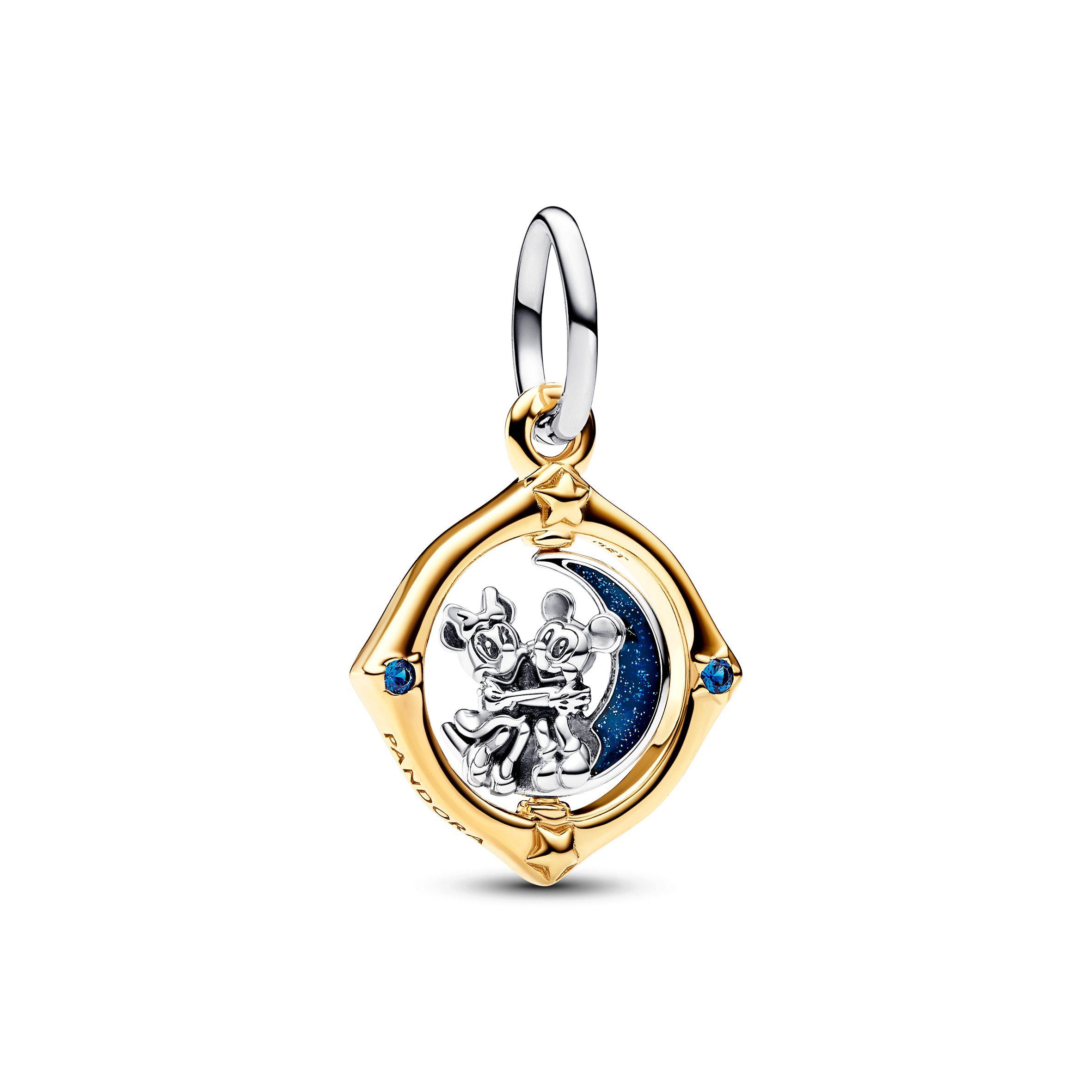 Charm Colgante Luna Giratoria Dos Tonos Mickey Mouse & Minnie Mouse -0