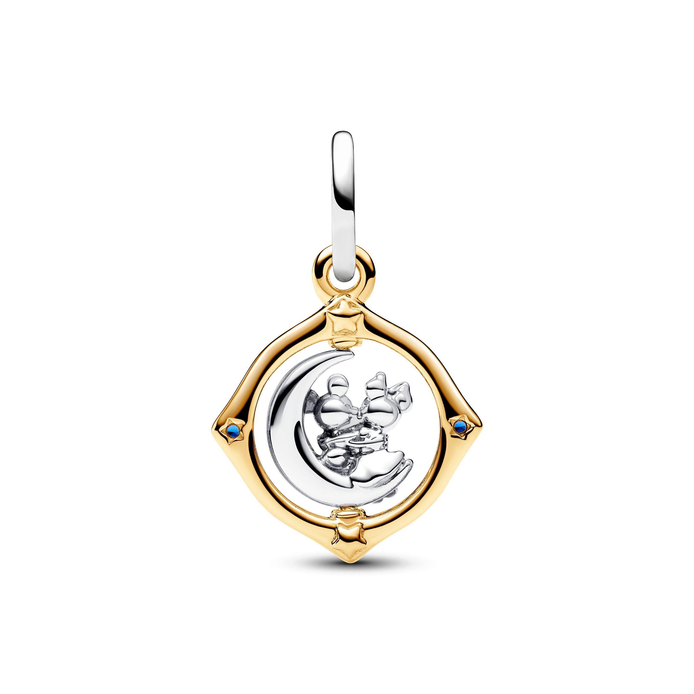 Charm Colgante Luna Giratoria Dos Tonos Mickey Mouse & Minnie Mouse -1