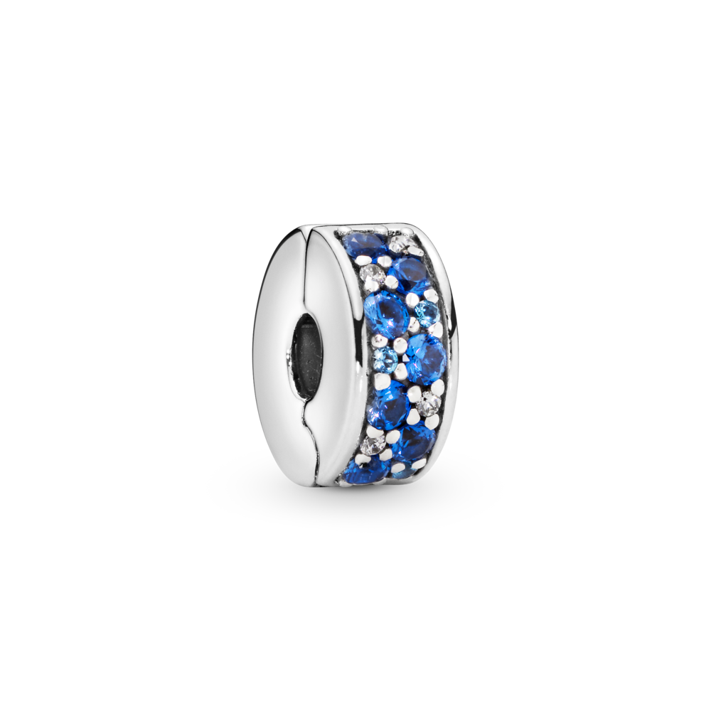 Gift Set Pulsera en Plata con Dije Huella de Mascota y Clip Azul-1
