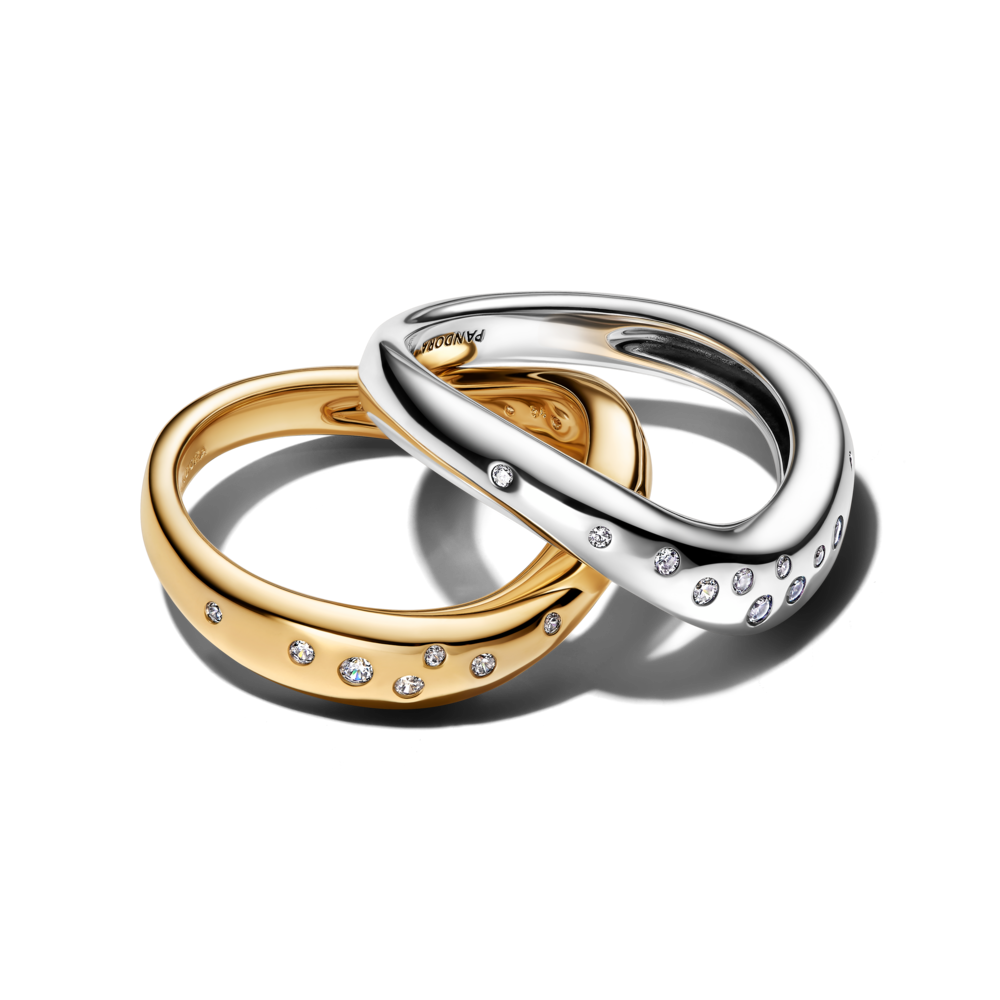 Anillos Apilables de Dos Tonos de Forma Orgánica-0