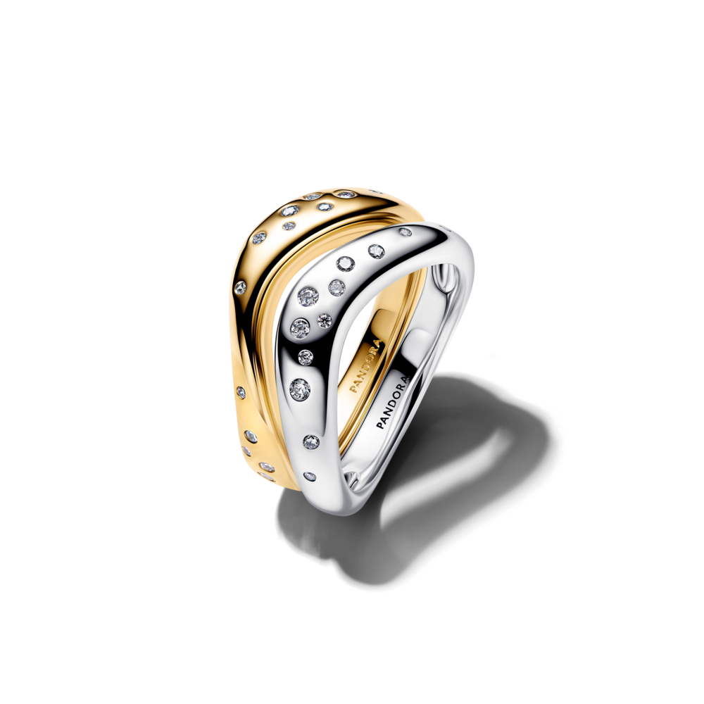 Anillos Apilables de Dos Tonos de Forma Orgánica-1