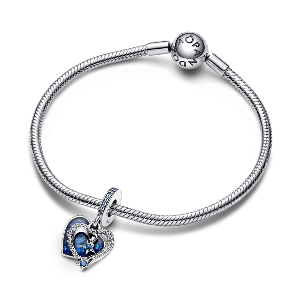 Dije en Plata  Doble Corazon de Estrella Fugaz-2