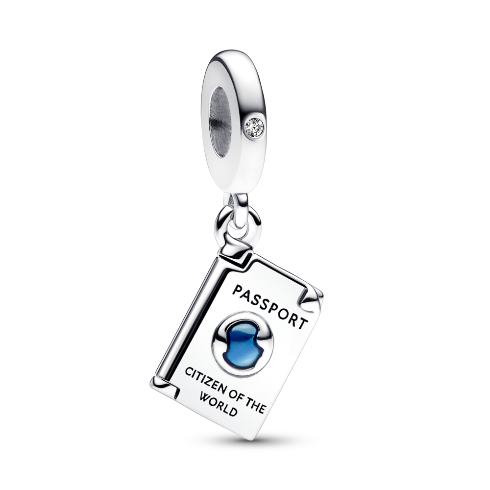 Gift Set Pulsera con Dije de Pasaporte en Plata y Murano Azul-1
