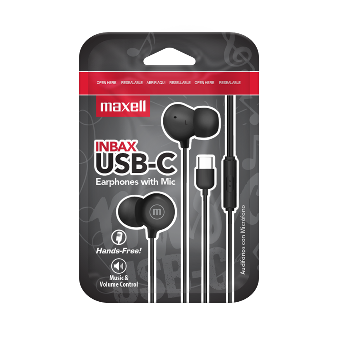 Audífonos Maxell IN-BAX Con Micrófono In Ear Tipo C Negro-2