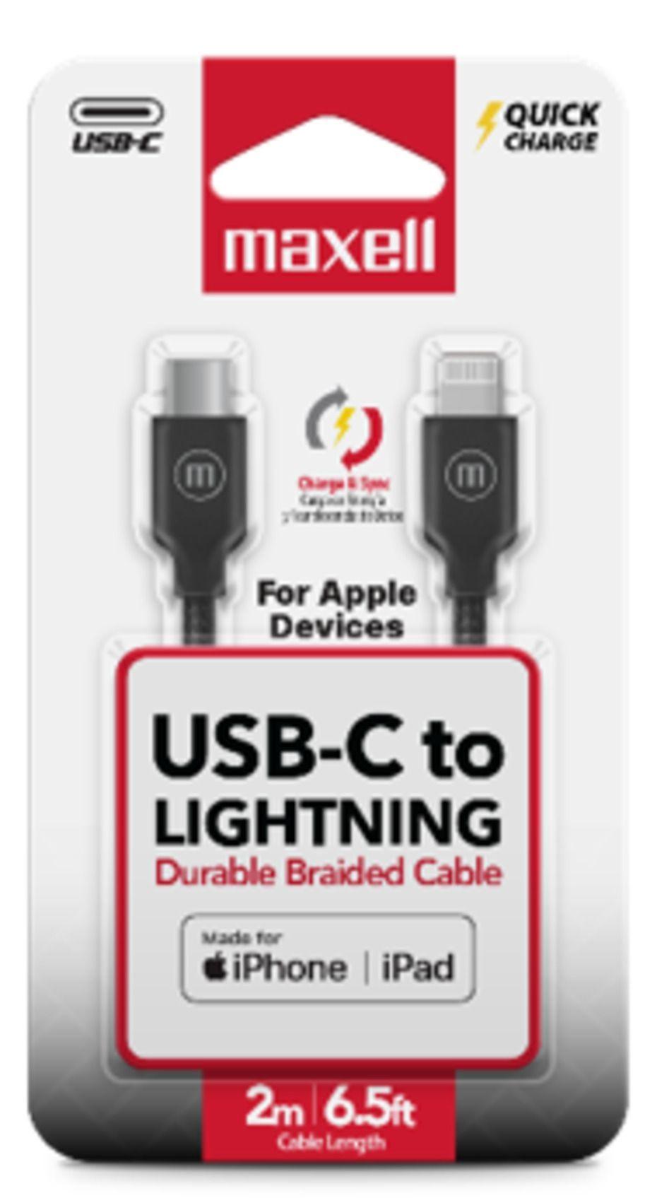 Cable Trenzado USB C A Lightning Maxell 2metros Carga Rápida-1
