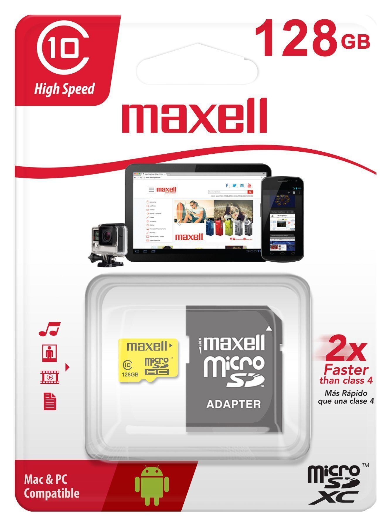 Tarjeta de memoria MicroSD Maxell 128GB CLASE 10-2