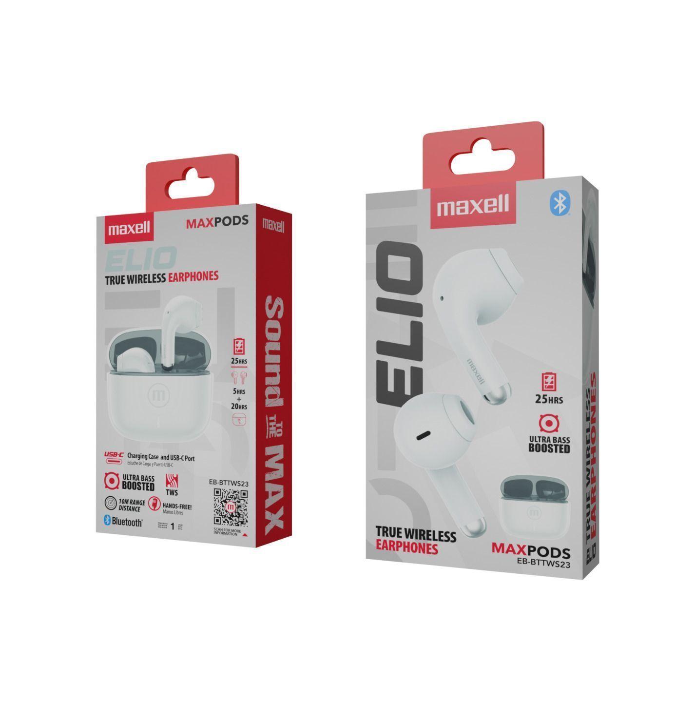 Audífonos Bluetooth inalámbricos Maxell ELIO 12 Horas Blanco/Gris-2