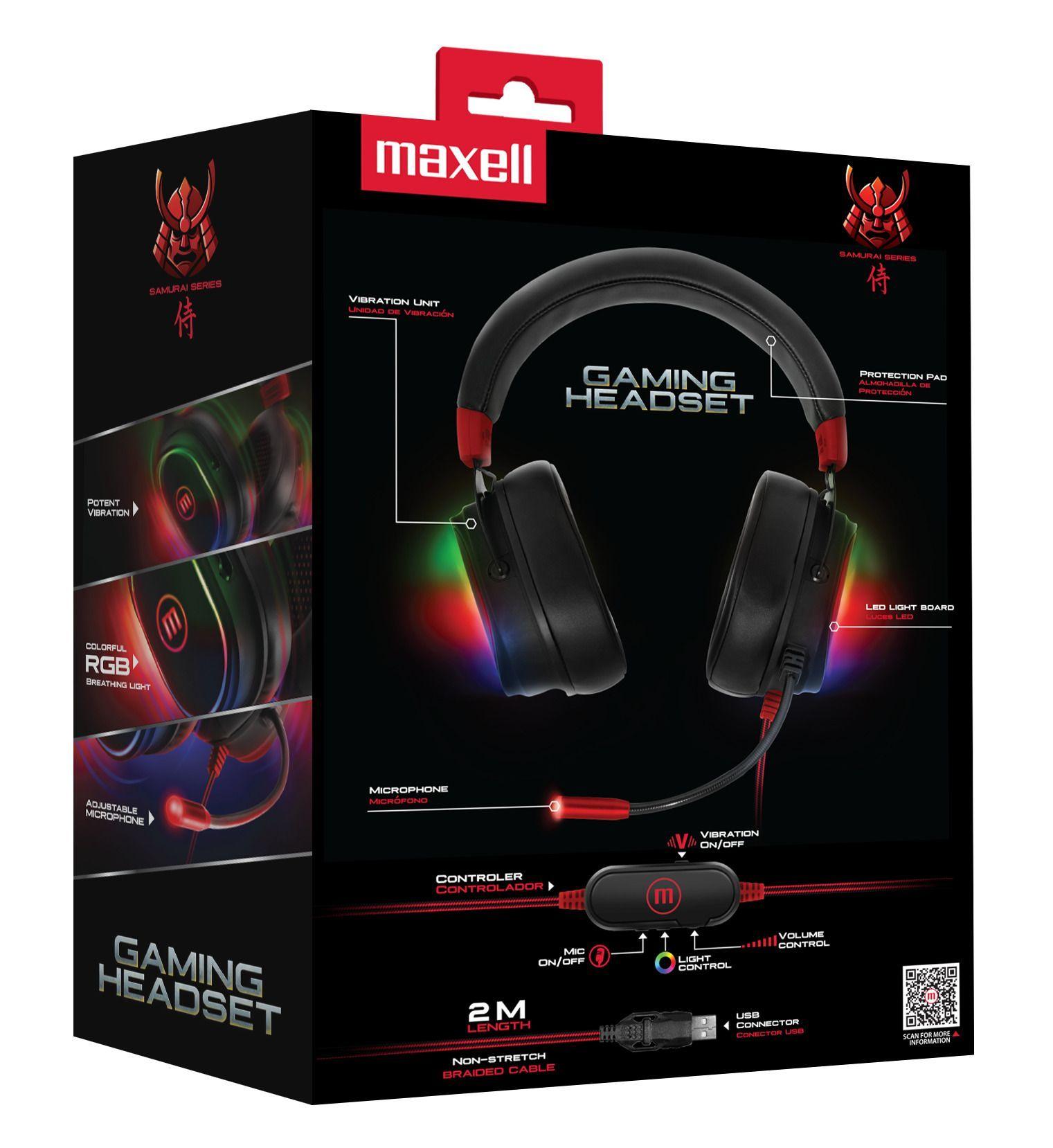 Audífonos Gamer Maxell H-MIC 1200 Led Usb Samurai Con Microfono RGB-2
