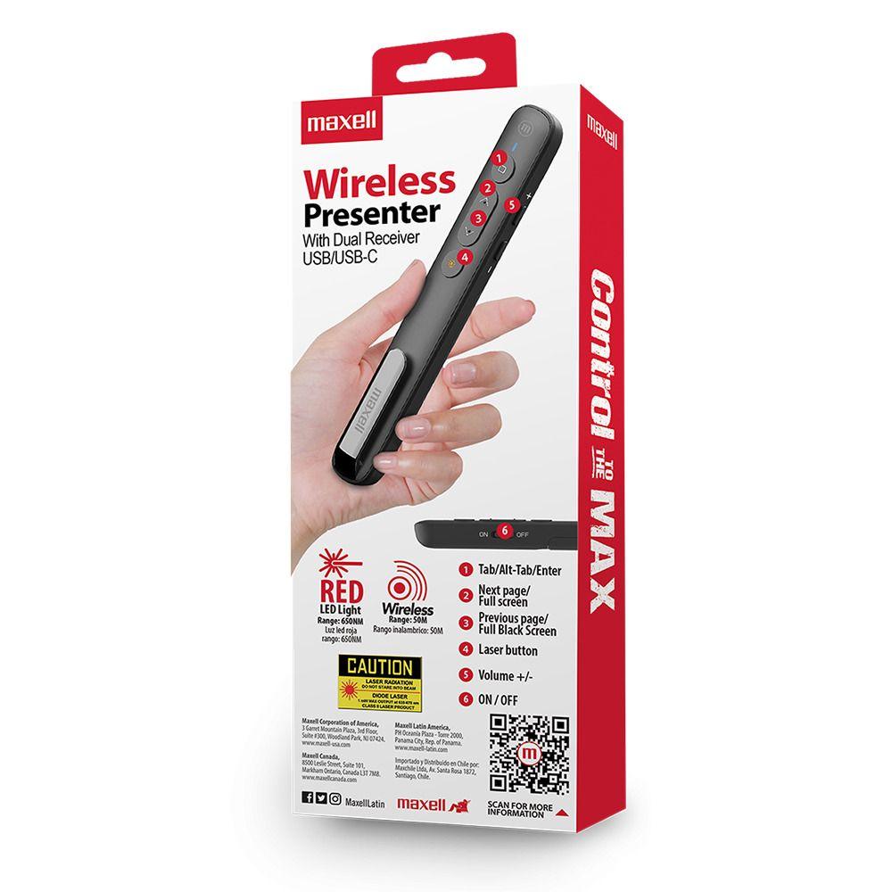 Presentador Maxell Puntero Láser Con Receptor Usb-a Y Usb-c-3