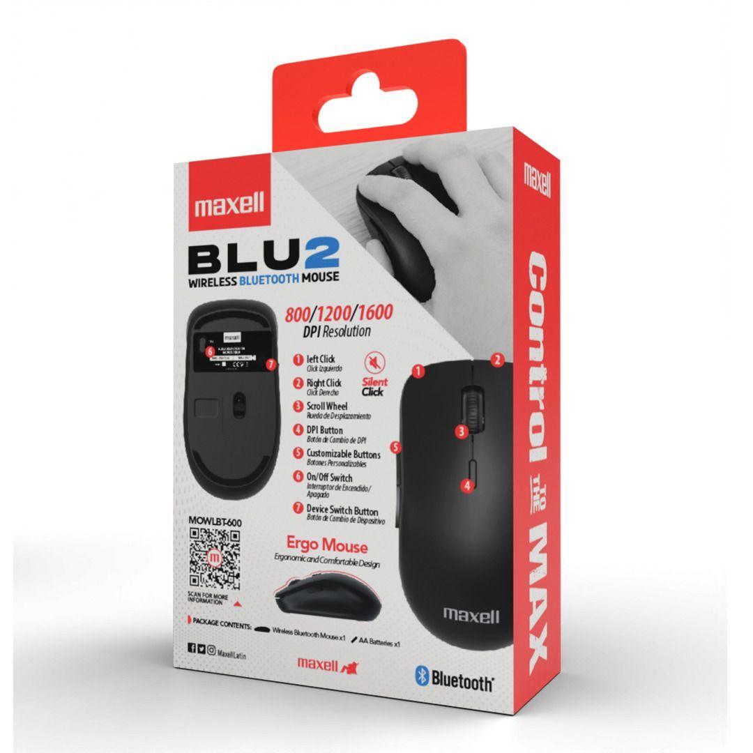 Mouse Bluetooth Inal mbrico Maxell BLU2 1600 DPI Clic Silencioso Negro-4