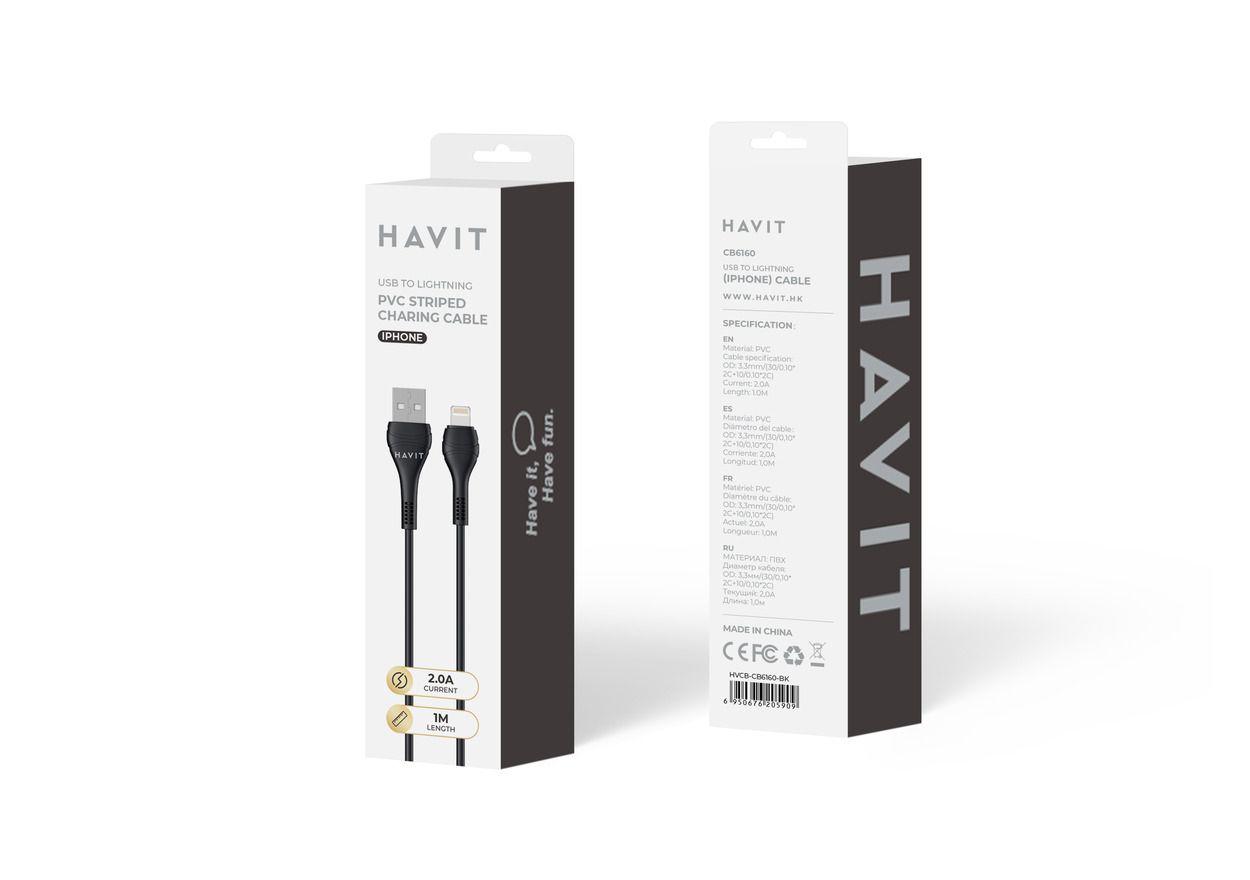 Cable de Carga/datos Havit Usb a Lightning 1 Metro 2.0A Cb6160-3