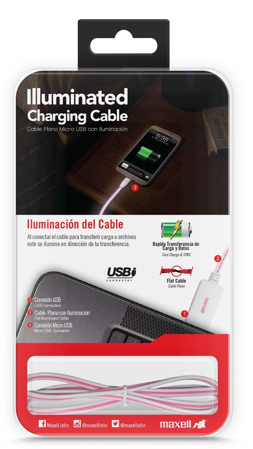 Cable Maxell Iluminado 90cm Microusb Blanco-2