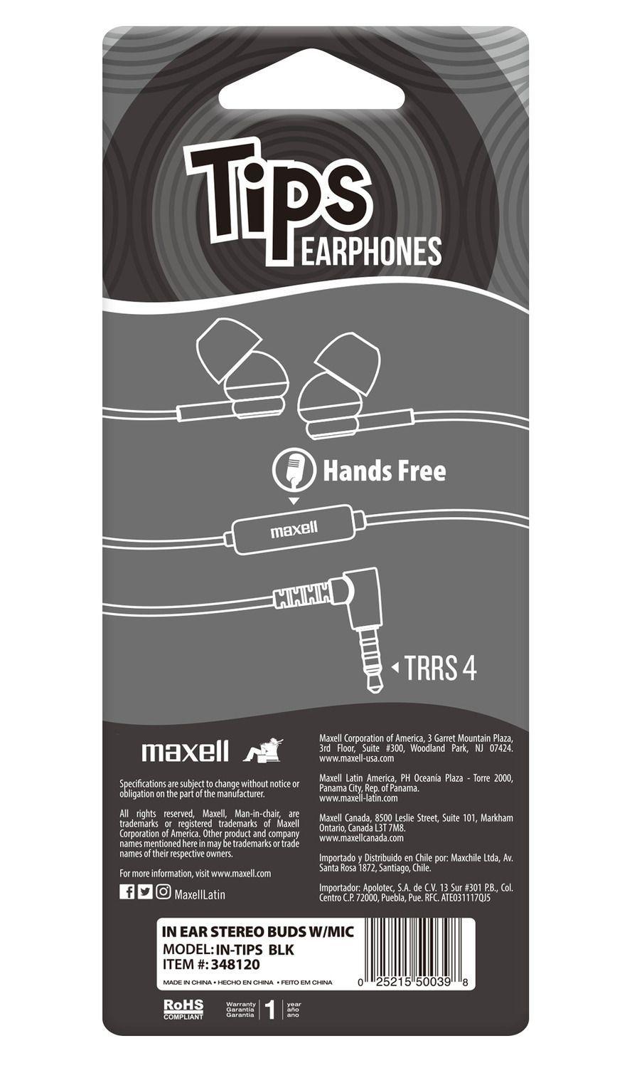 Audífonos Maxell IN-TIPS Con Micrófono In Ear Negro-2