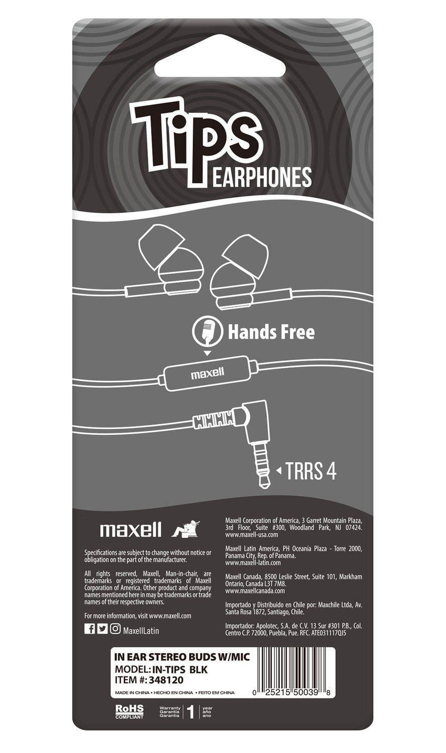 Audífonos Maxell IN-TIPS Con Micrófono In Ear Negro-2