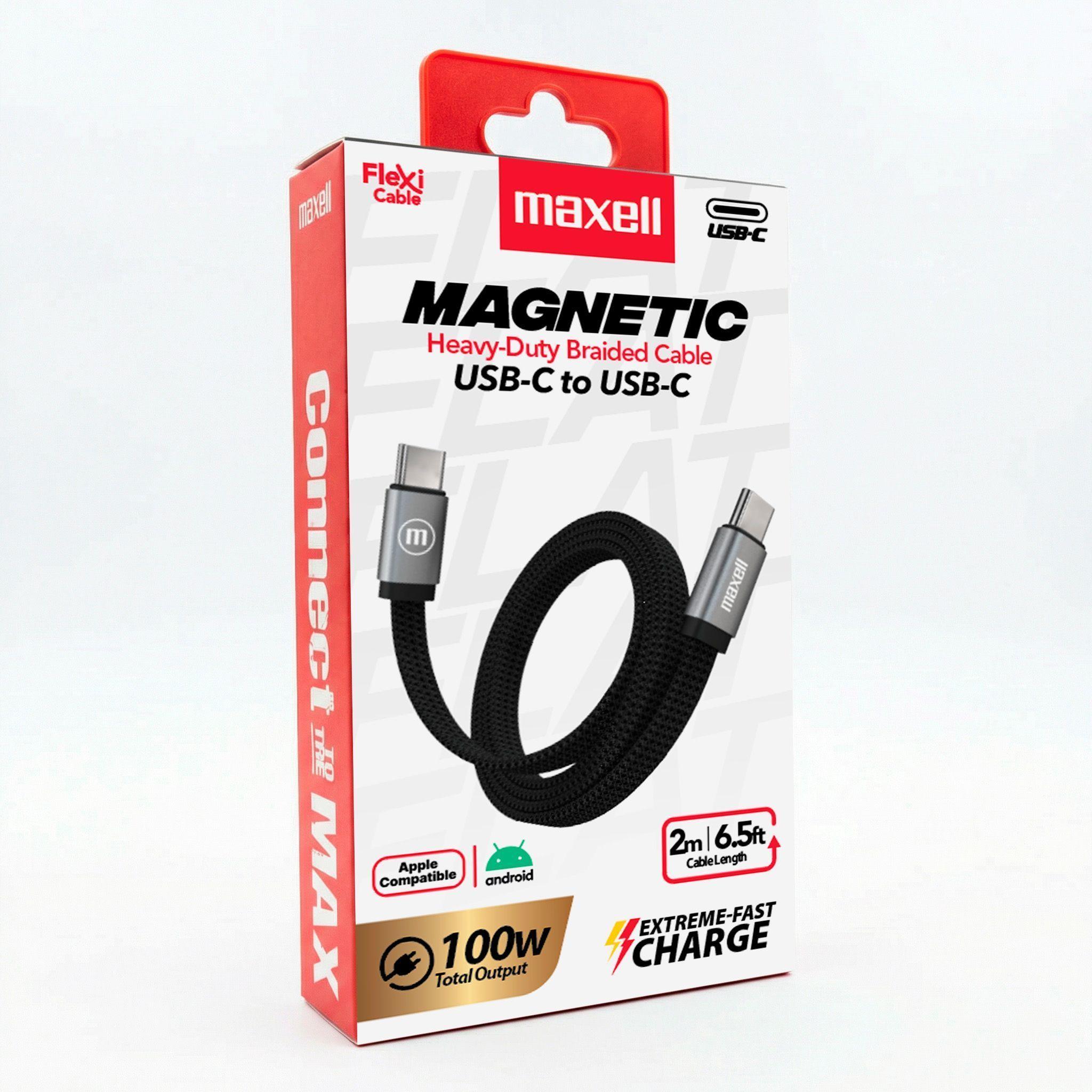 Cable Trenzado Magnético 100W USB C a USB C Maxell 2 Metros Carga Rápida-4