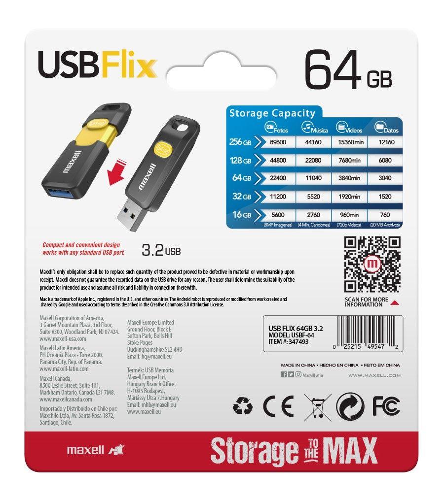 Pendrive Maxell FLIX 64GB 3.2-4