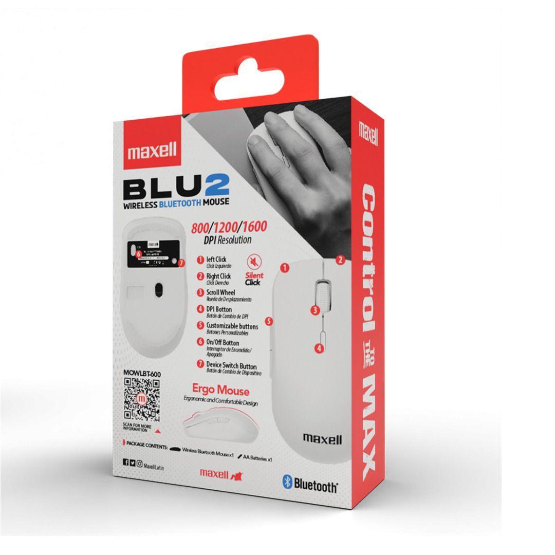 Mouse Bluetooth Inal mbrico Maxell BLU2 1600 DPI Clic Silencioso Blanco-4