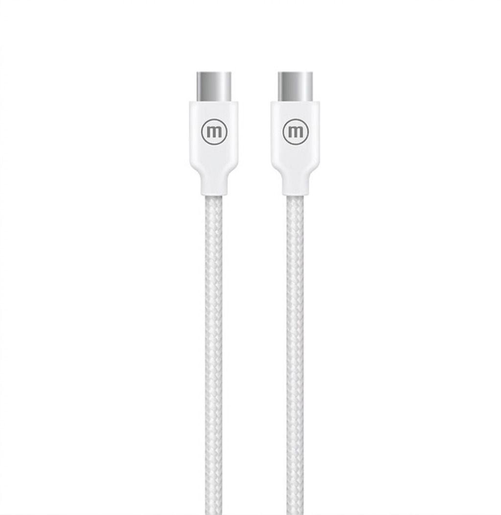 Cable Trenzado USB C a USB C Maxell 2 Metros Carga Rápida Blanco-0