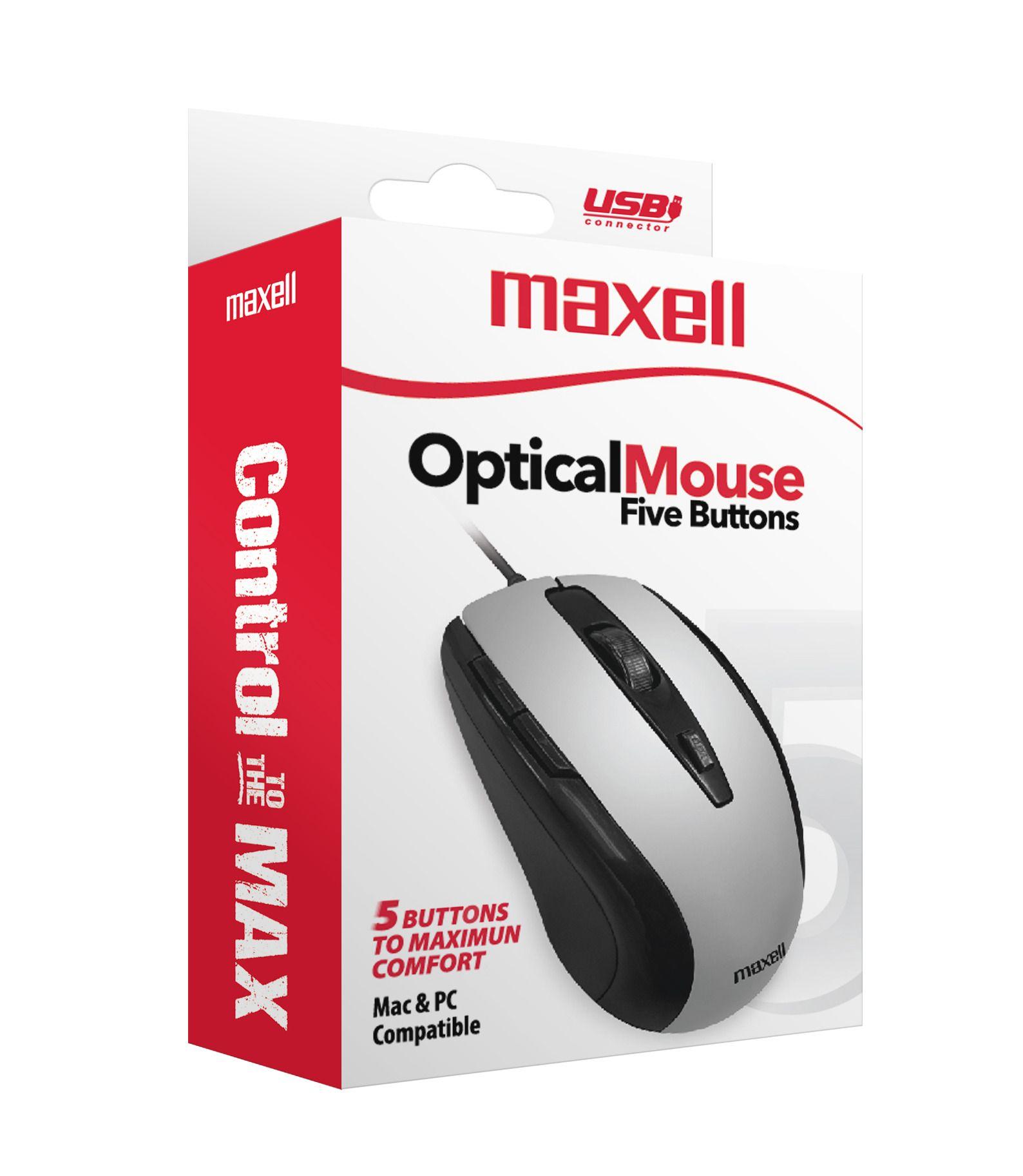 Mouse Óptico Maxell 5 Botones MOWR-105 Gris-2