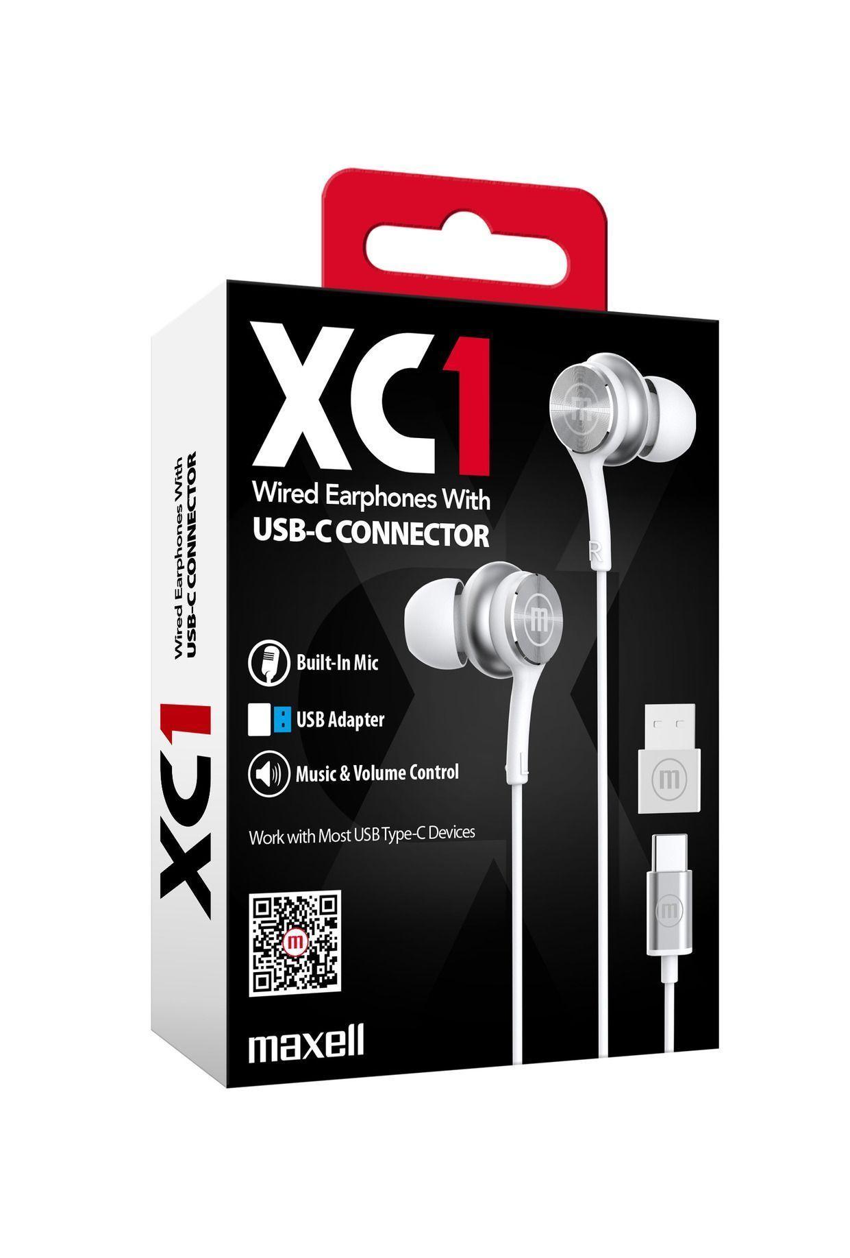 Audífonos Maxell Tipo C Con Adaptador Usb Blanco-2