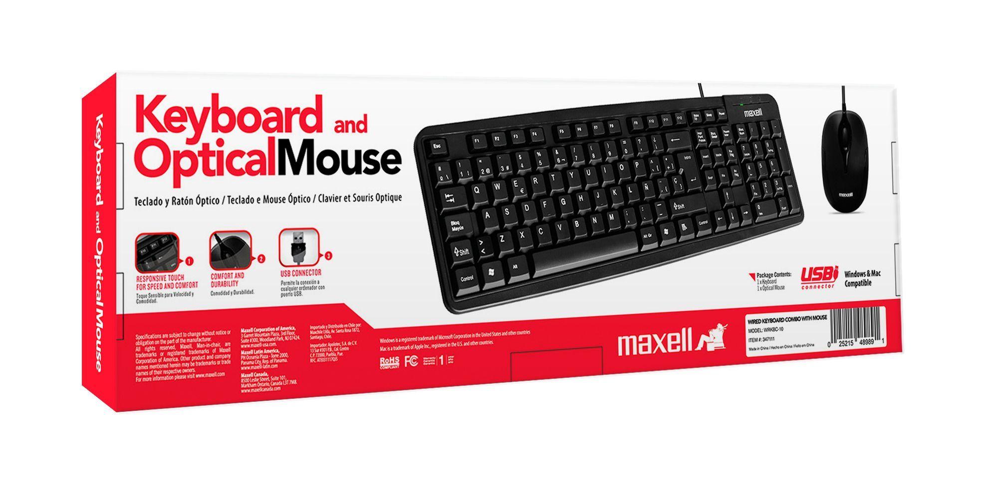 Combo Maxell Teclado Multifuncional Y Mouse Óptico WRKBC-10-3