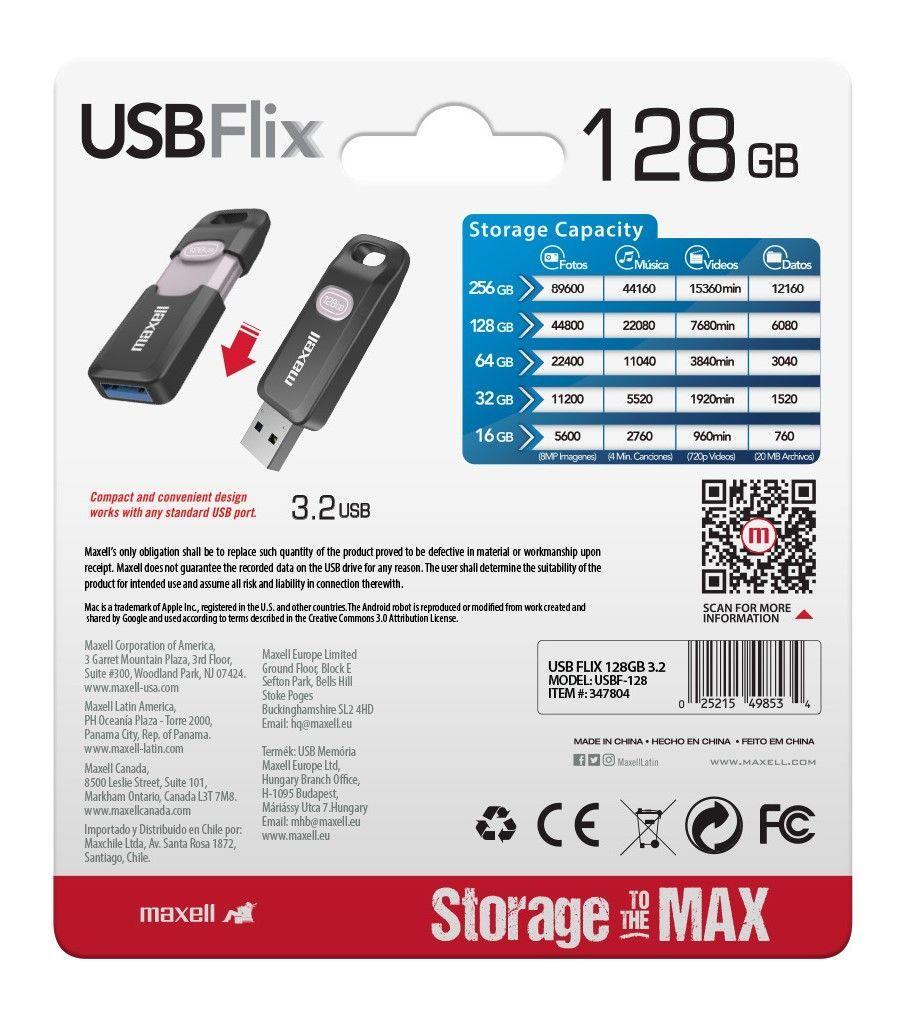 Pendrive Maxell FLIX 128GB 3.2-4