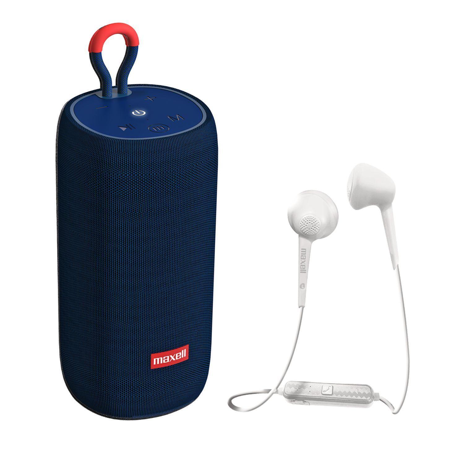 Parlante Bluetooth Portátil Azul+ Audífonos Bluetooth Maxell-0