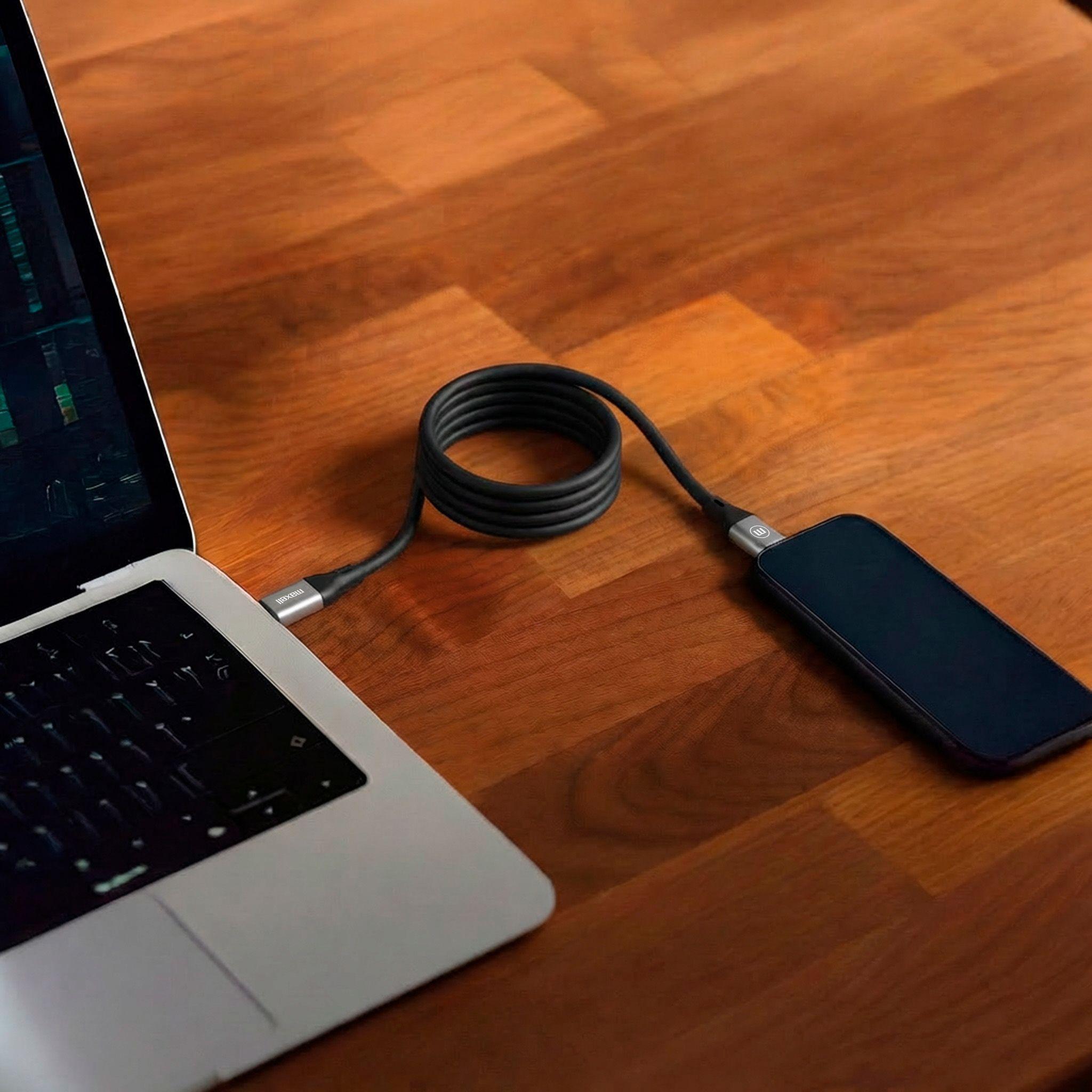 Cable Magnético 60W USB C a USB C Maxell 1.2 Metros Carga Rápida Negro-2