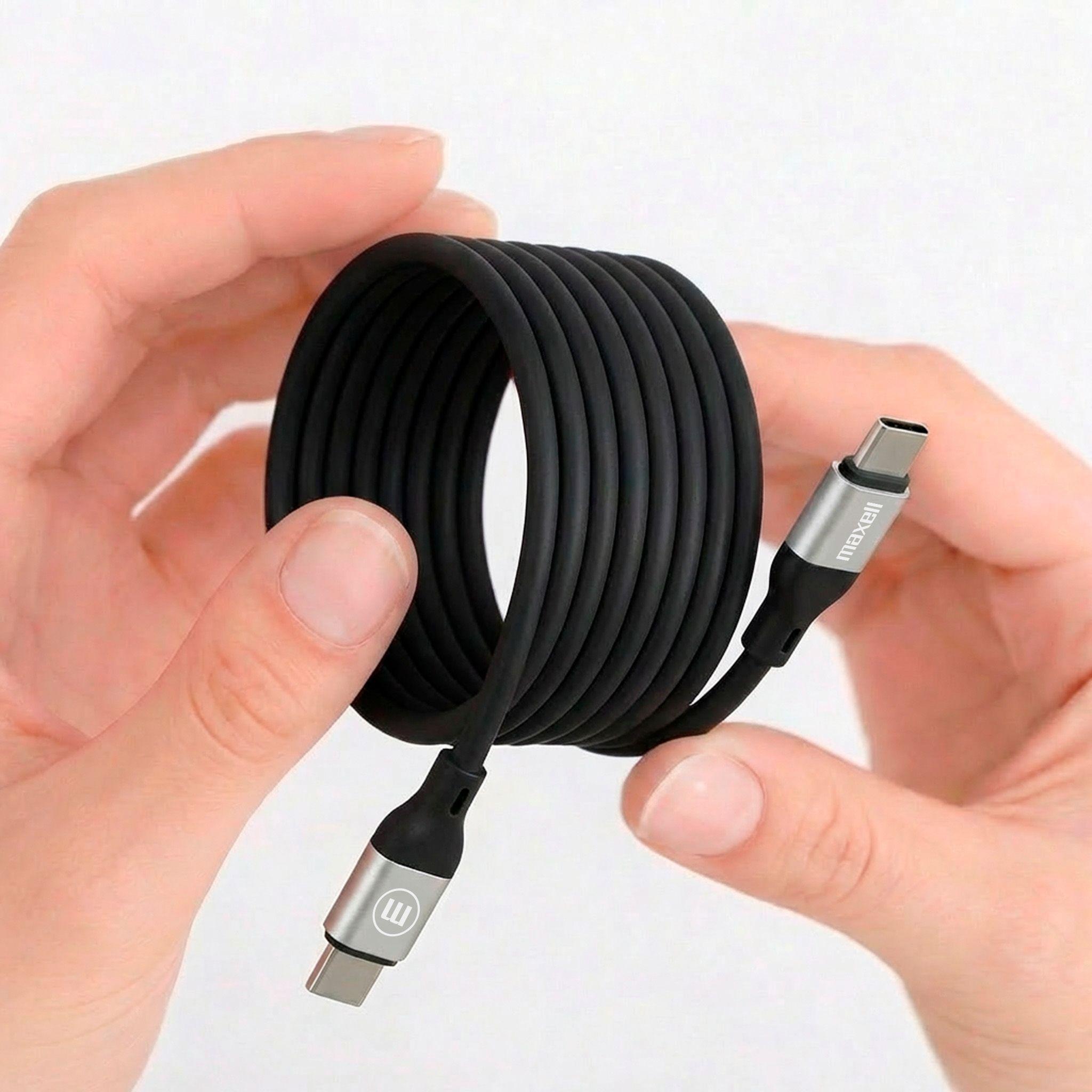 Cable Magnético 60W USB C a USB C Maxell 1.2 Metros Carga Rápida Negro-3
