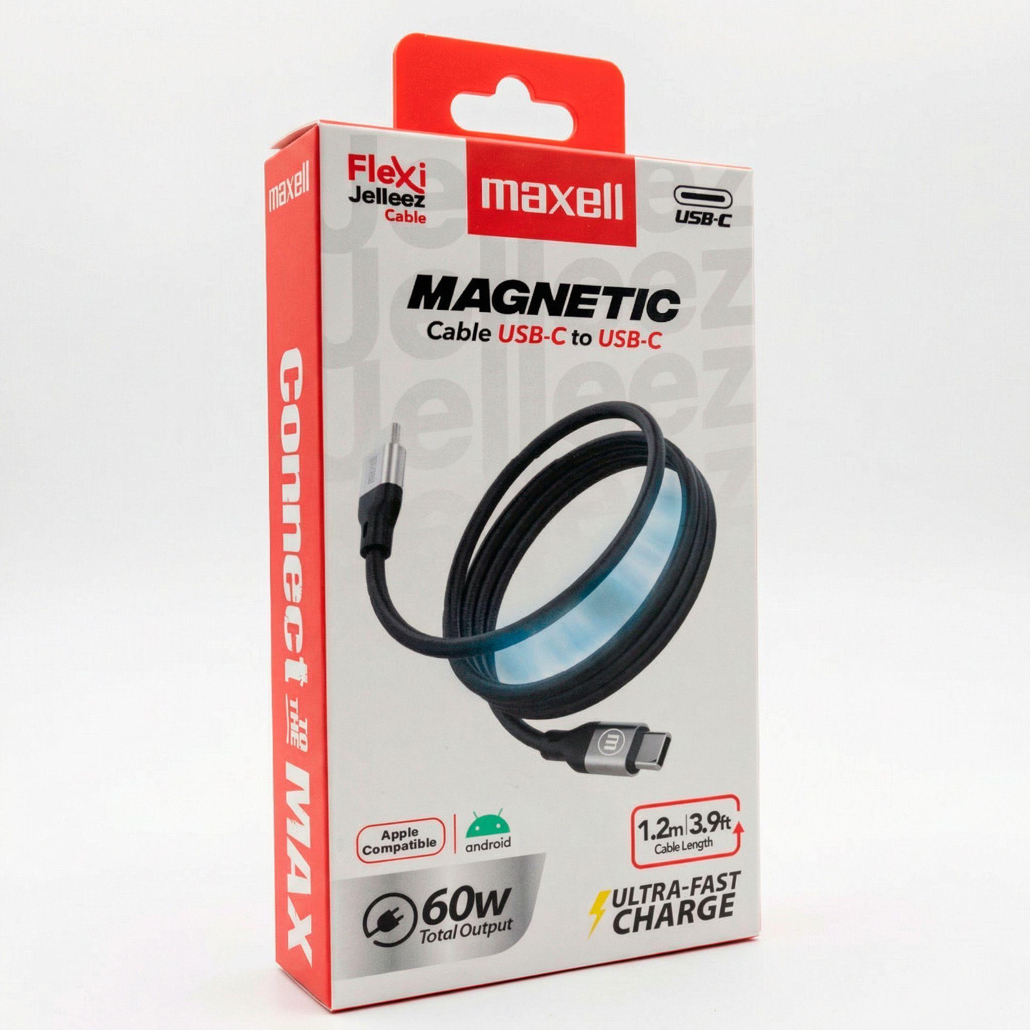 Cable Magnético 60W USB C a USB C Maxell 1.2 Metros Carga Rápida Negro-5