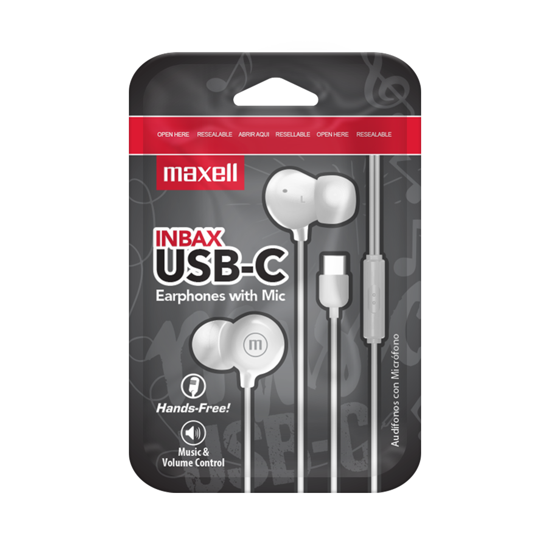 Audífonos Maxell IN-BAX Con Micrófono In Ear Tipo C Blanco-2