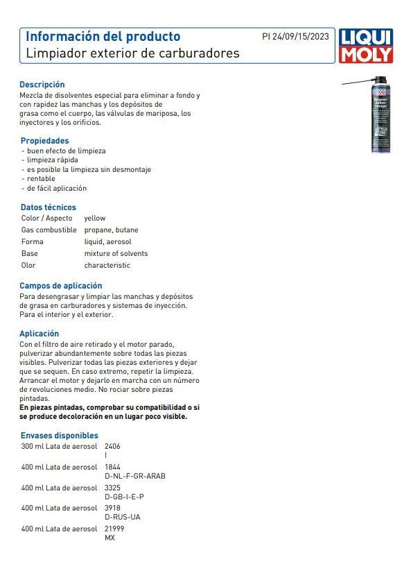 Limpiador Ext. Carburador/sist. Inyeccion Liqui Moly 400 Ml-2